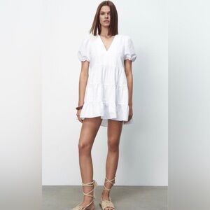 Zara White Tiered Dress